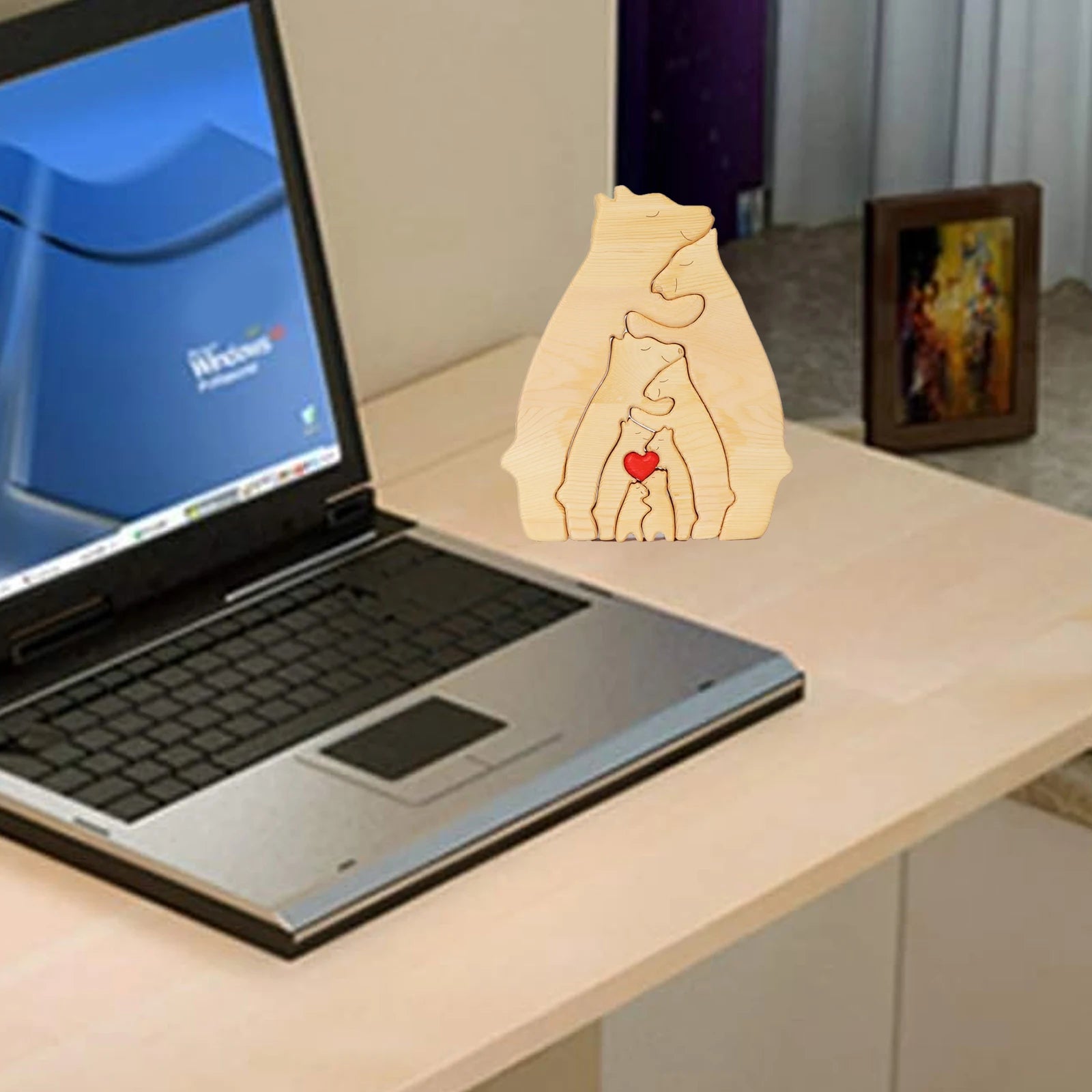 Personalized Wooden Bear Family Puzzle – Customizable Name Gift