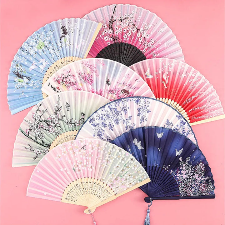 Vintage Silk Folding Bamboo Hand Fan