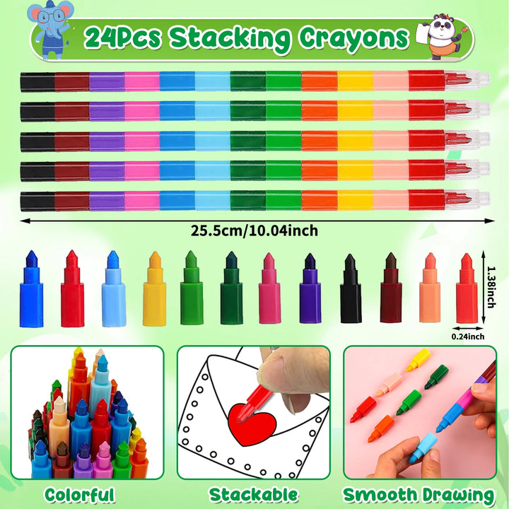 24Pcs Jungle Safari Animals Coloring Books & Crayons Set