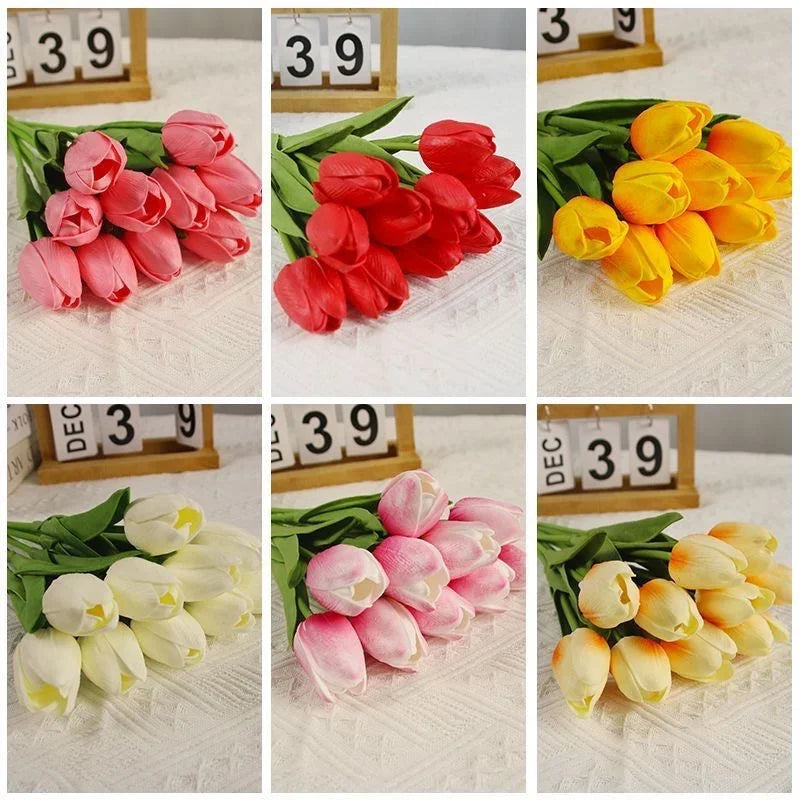 Real Touch Artificial Tulips – 1/3/5PCS Bouquet for Home & Wedding Decor