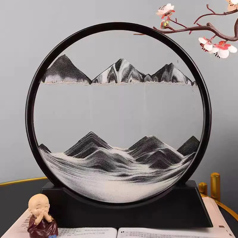 3D Quicksand Hourglass Art – Flowing Sandscape Home & Office Decor
