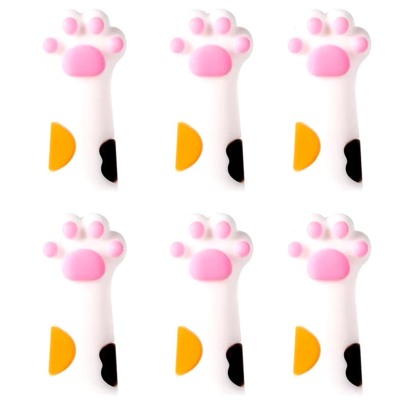6-Pc Cute Cat Paw Silicone Knitting Needle Stoppers
