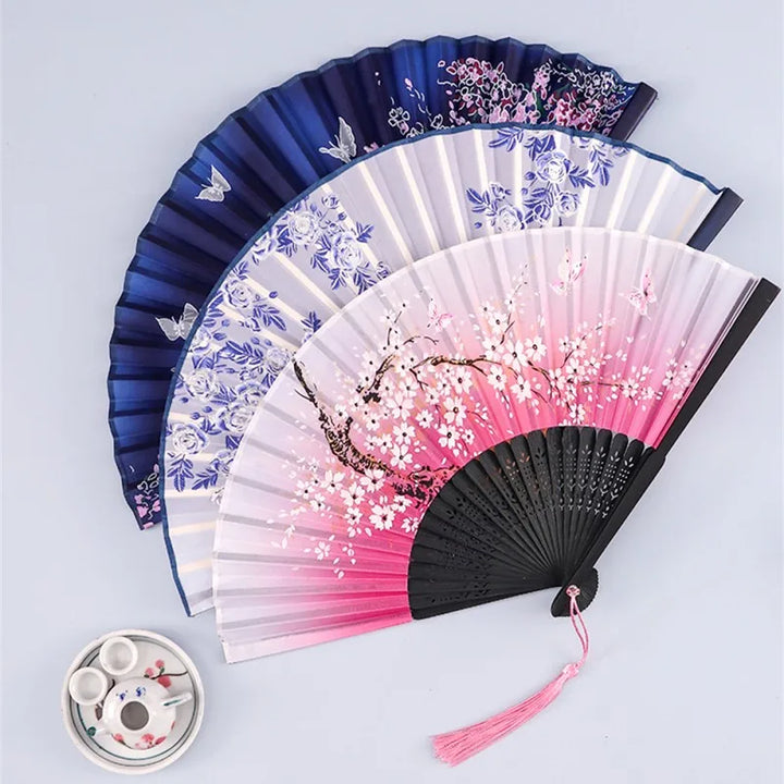 Vintage Silk Folding Bamboo Hand Fan