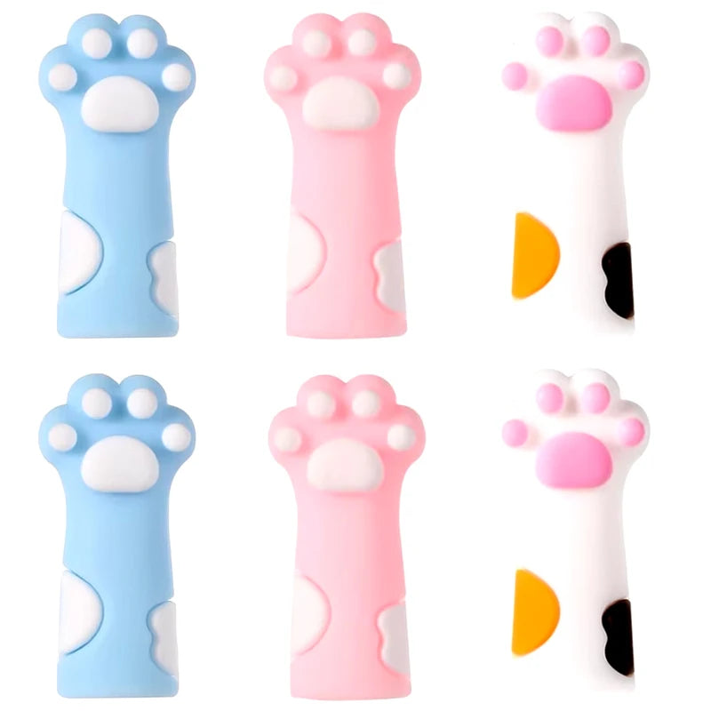 6-Pc Cute Cat Paw Silicone Knitting Needle Stoppers