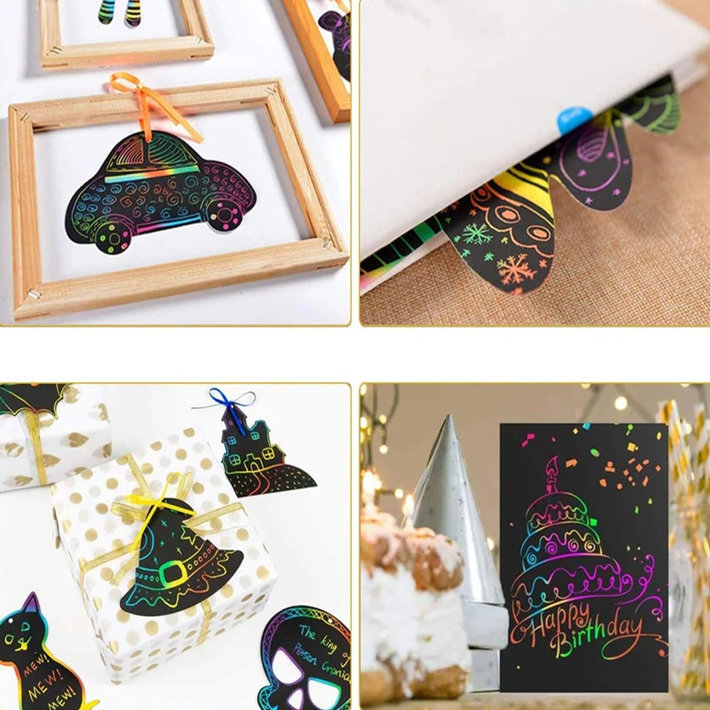 125-Pcs Rainbow Scratch-Off Mini Art Cards