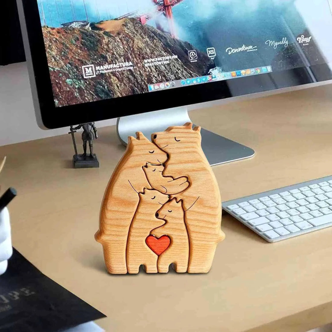 Personalized Wooden Bear Family Puzzle – Customizable Name Gift