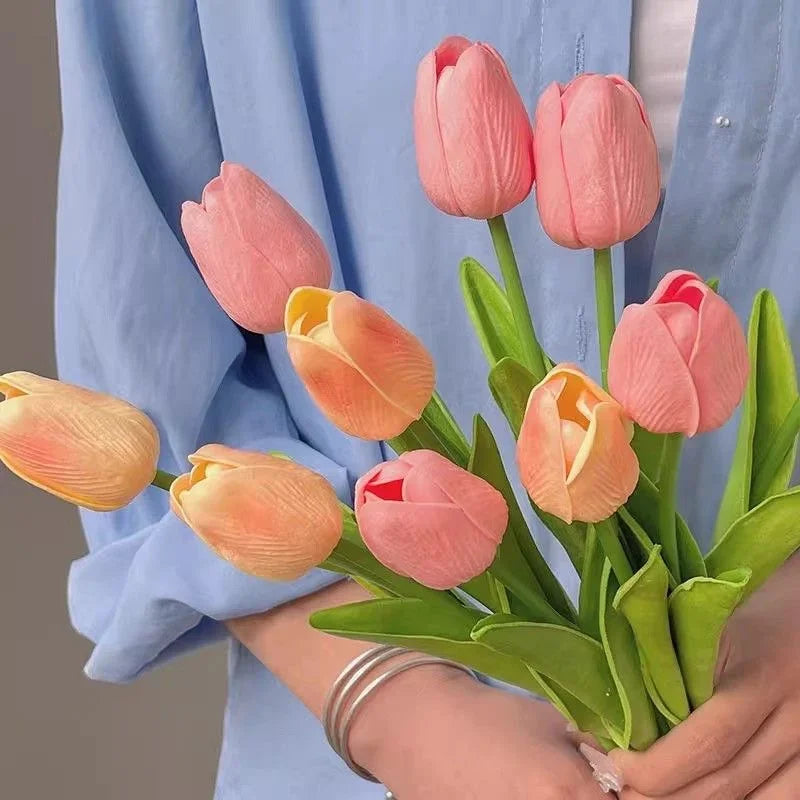 Real Touch Artificial Tulips – 1/3/5PCS Bouquet for Home & Wedding Decor