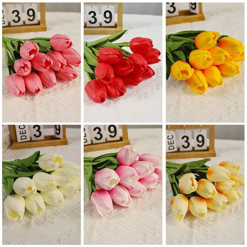 Real Touch Artificial Tulips – 1/3/5PCS Bouquet for Home & Wedding Decor