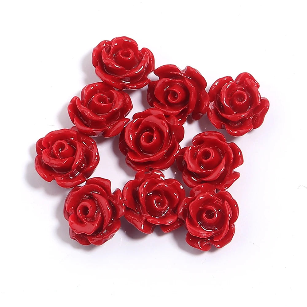 Rose Camelia Flower Coral Beads Strand