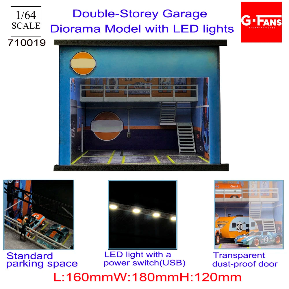1:64 G-FANS Diorama Car Garage – LED Display Scene Model