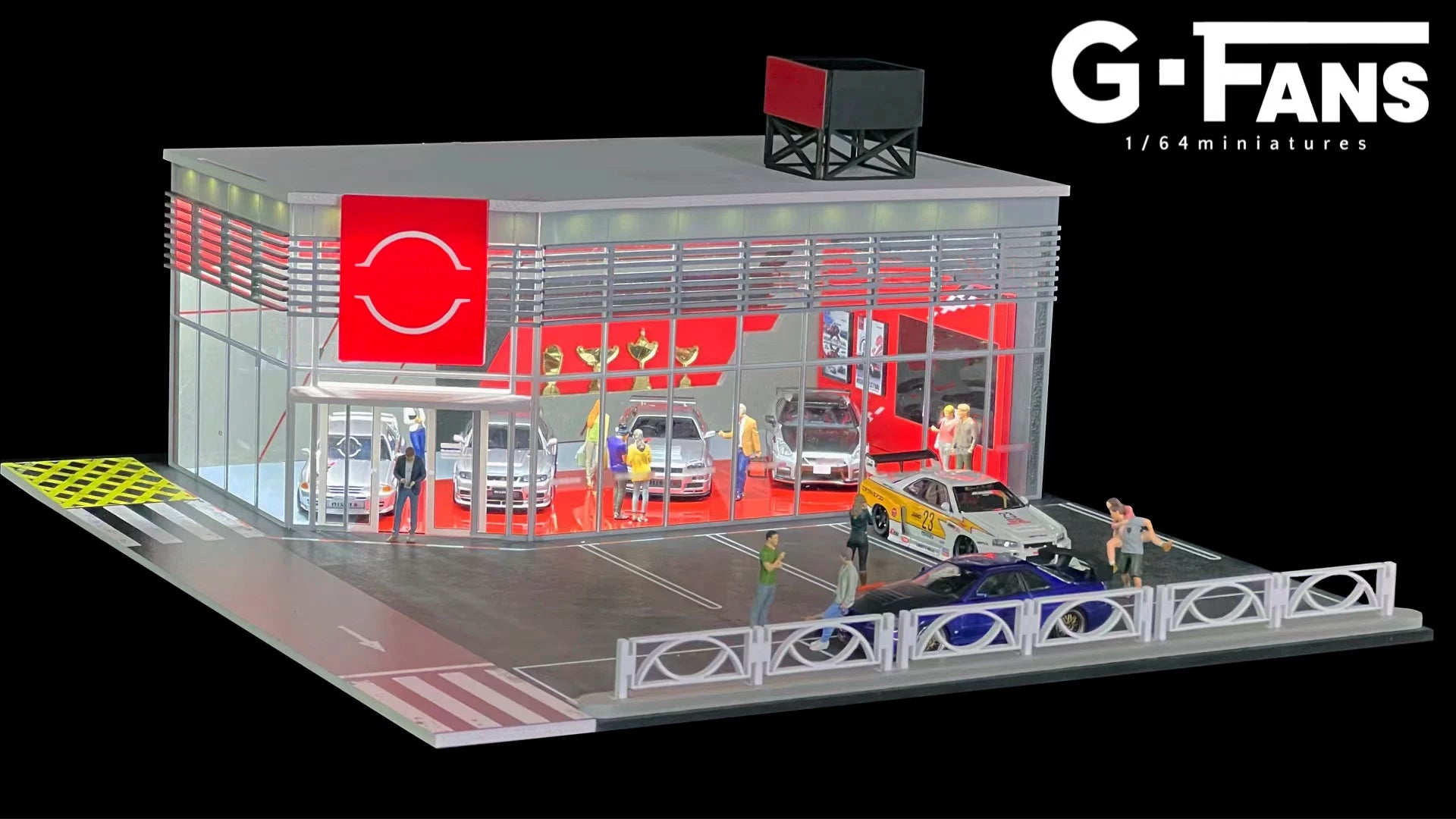 1:64 G-FANS Diorama Car Garage – LED Display Scene Model