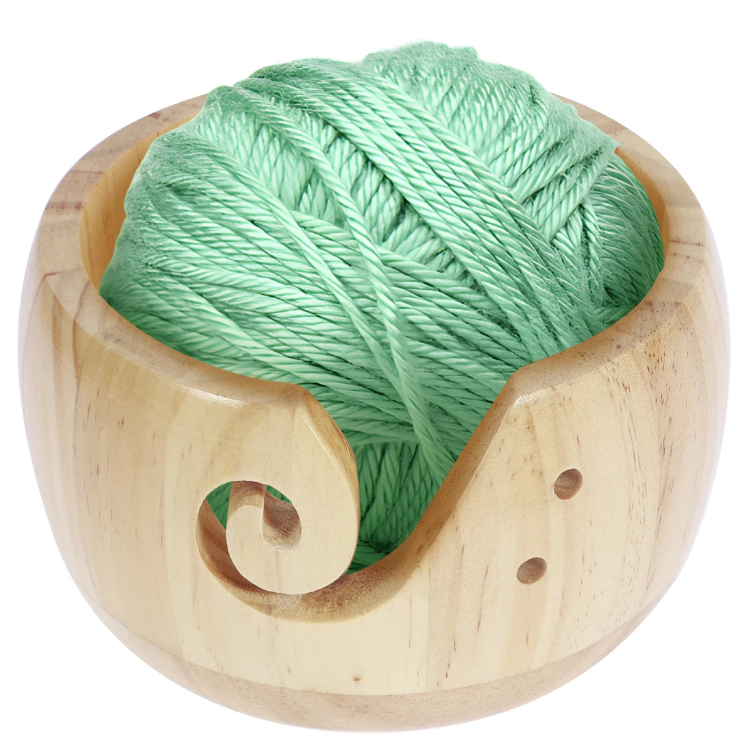 4PCS Wooden Yarn Bowls with Holes