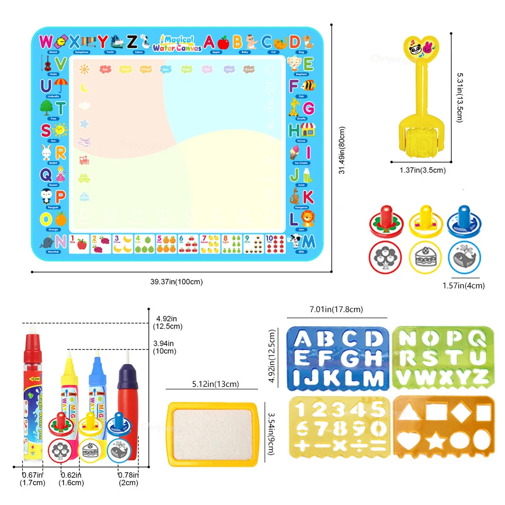 Reusable Magic Water Drawing Mat – 100x80cm Montessori Doodle Board
