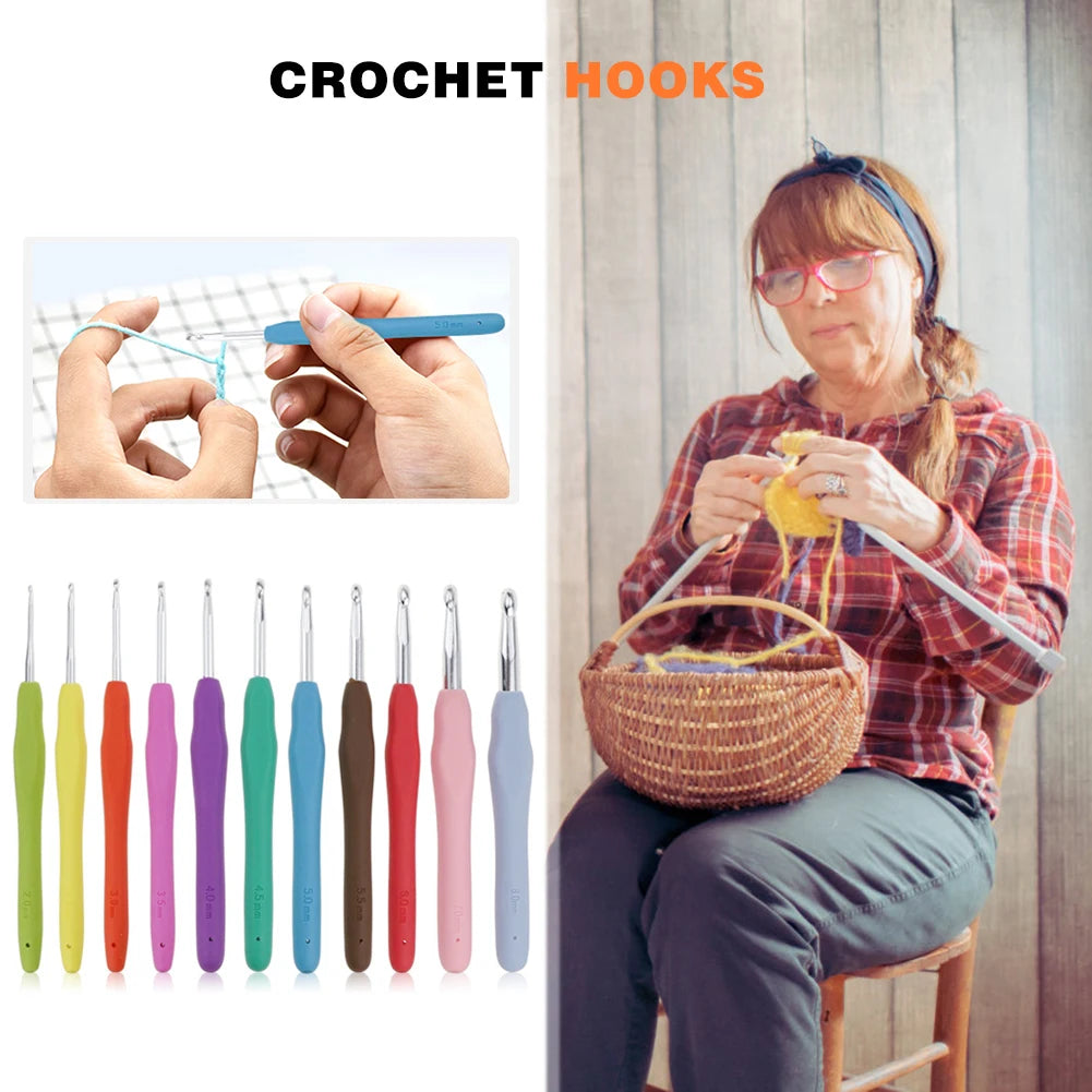 Aluminum Crochet Hooks Set 2-8mm with Bag