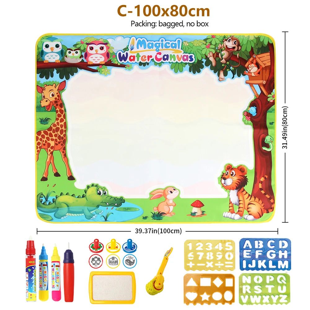 Reusable Magic Water Drawing Mat – 100x80cm Montessori Doodle Board