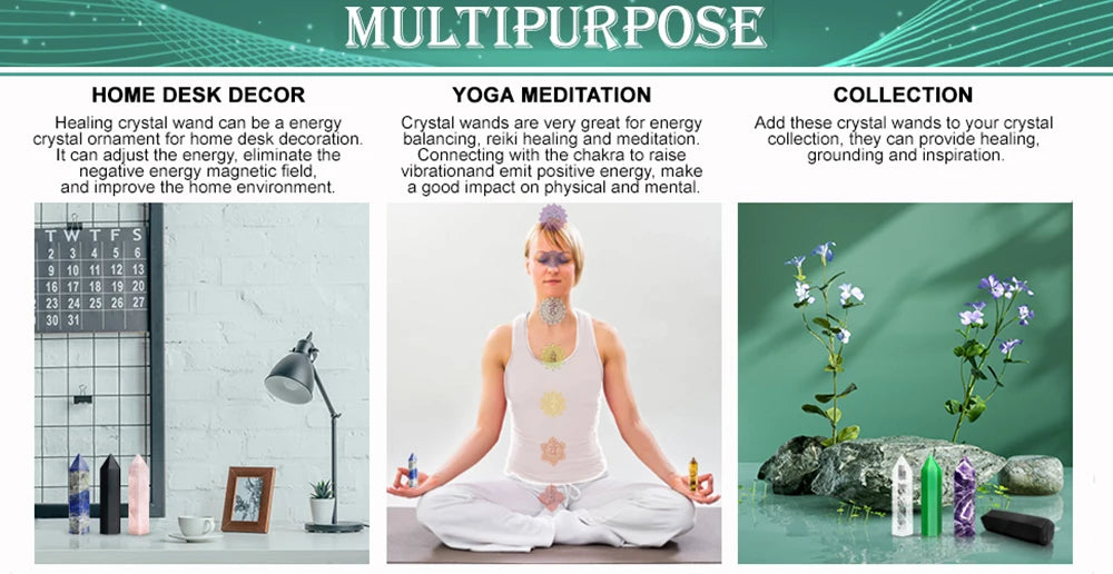 Natural Crystal Point Wand – Rose Quartz & Amethyst