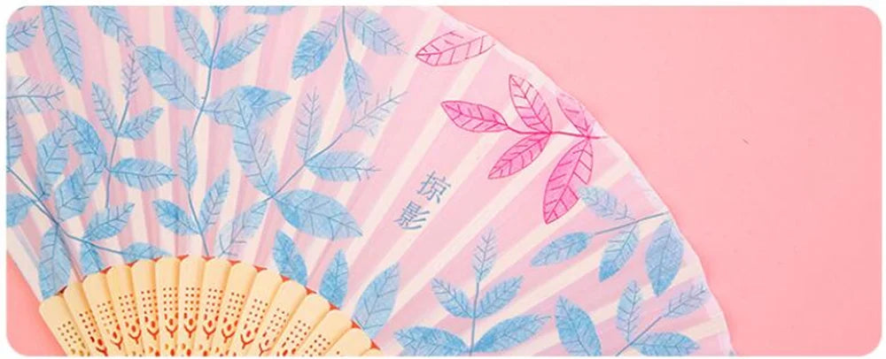 Bamboo Folding Silk Fan for Women – Black