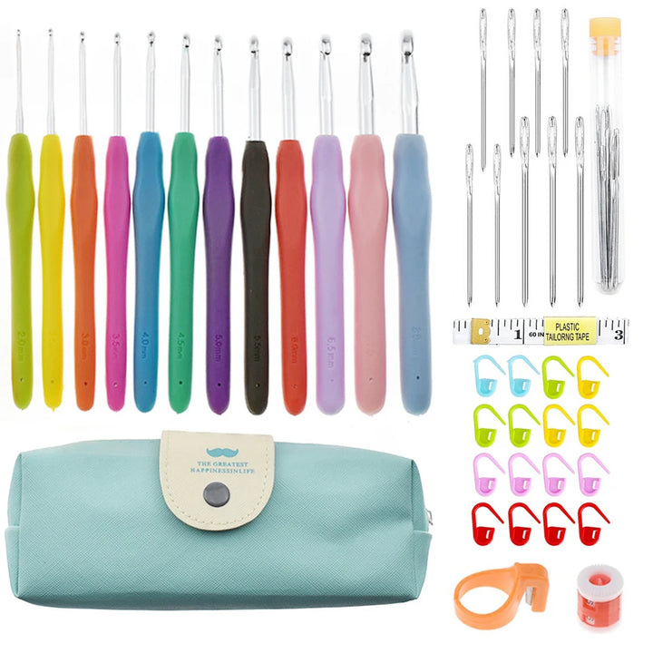 Aluminum Crochet Hooks Set 2-8mm with Bag