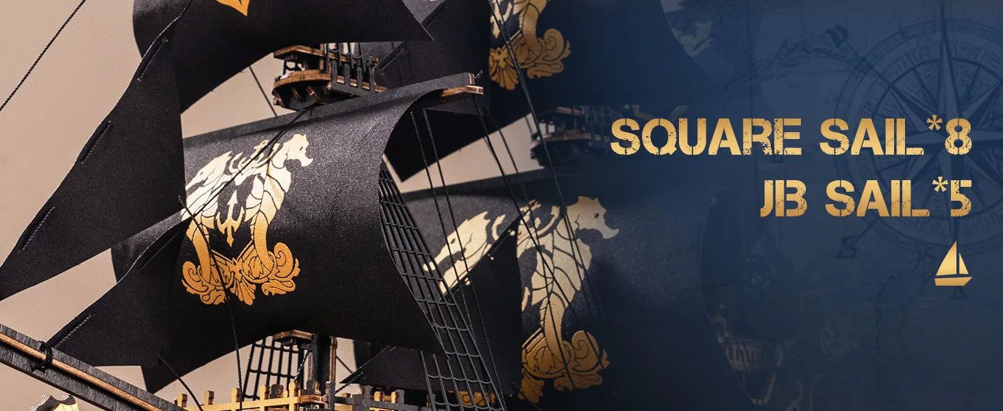 Robotime ROKR Wooden Seahouse Barque – 3D Puzzle Model Kit