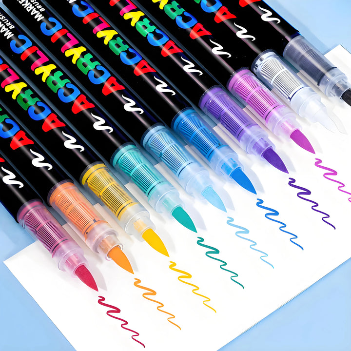 Acrylic Marker Pen Set – 12 Colors Soft Brush